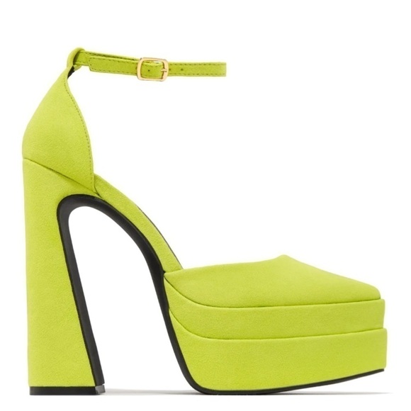 COPY - Sandals platform ,junky block suede synthetic green neon - Picture 1 of 6